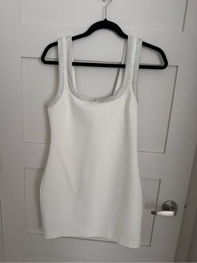 Zara White Mini Dress with Embellished Straps